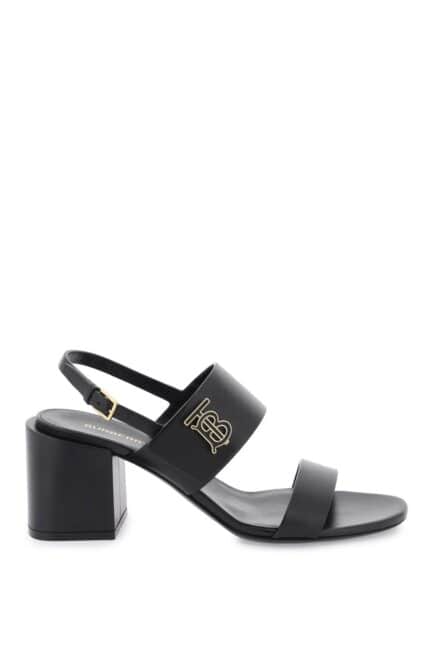 Burberry Leather Sandals With Monogram