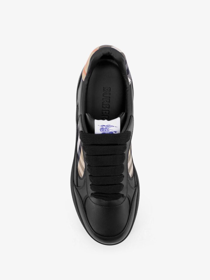 Burberry Leather Sneakers With Traditional Check Inserts