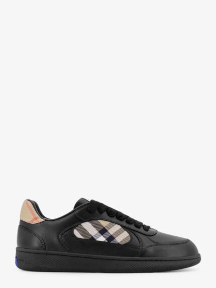 Burberry Leather Sneakers With Traditional Check Inserts