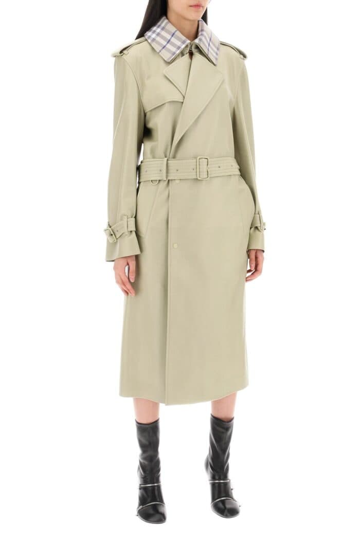 BURBERRY Long Leather Trench Coat