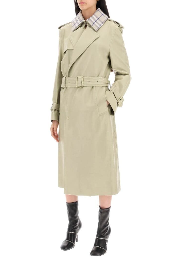 BURBERRY Long Leather Trench Coat