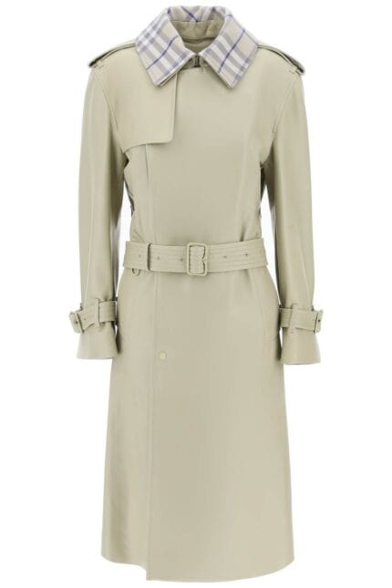 BURBERRY Long Leather Trench Coat