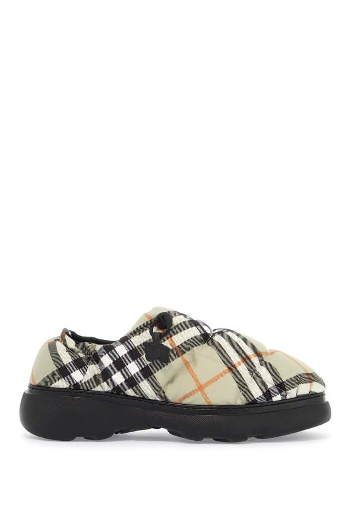 BURBERRY Nylon Check Mules Pillow For