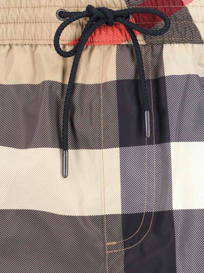 Burberry Nylon Swim Trunk With Check Print