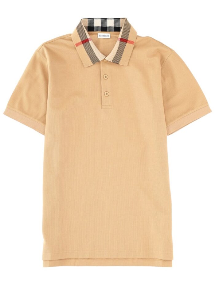 burberry polo shirt with "check" collar Burberry POLO SHIRT WITH "CHECK" COLLAR