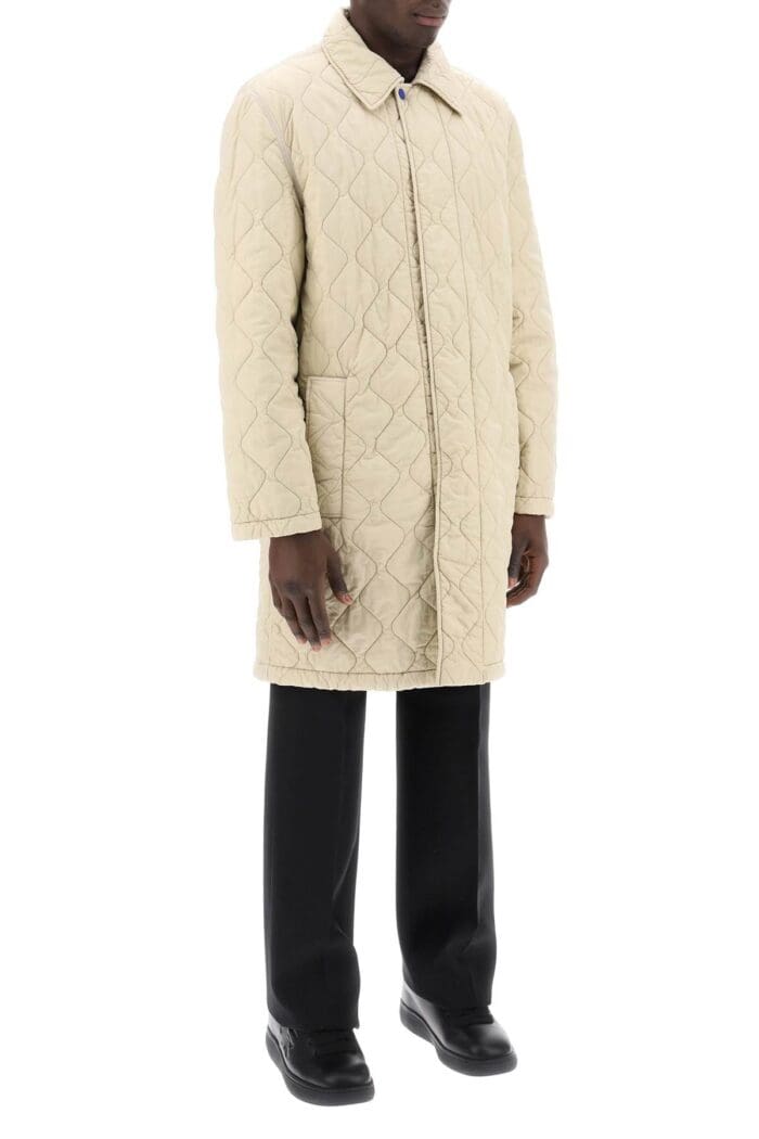 BURBERRY Quilted Nylon Midi Car Coat With