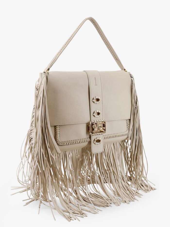 Burberry Rider Leather Handbag With Metal Equestrian Knit Logo