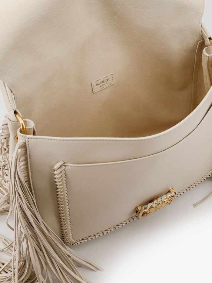 Burberry Rider Leather Handbag With Metal Equestrian Knit Logo