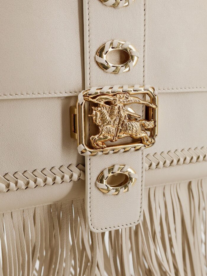 Burberry Rider Leather Handbag With Metal Equestrian Knit Logo