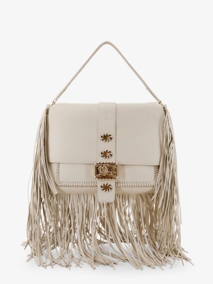 Burberry Rider Leather Handbag With Metal Equestrian Knit Logo