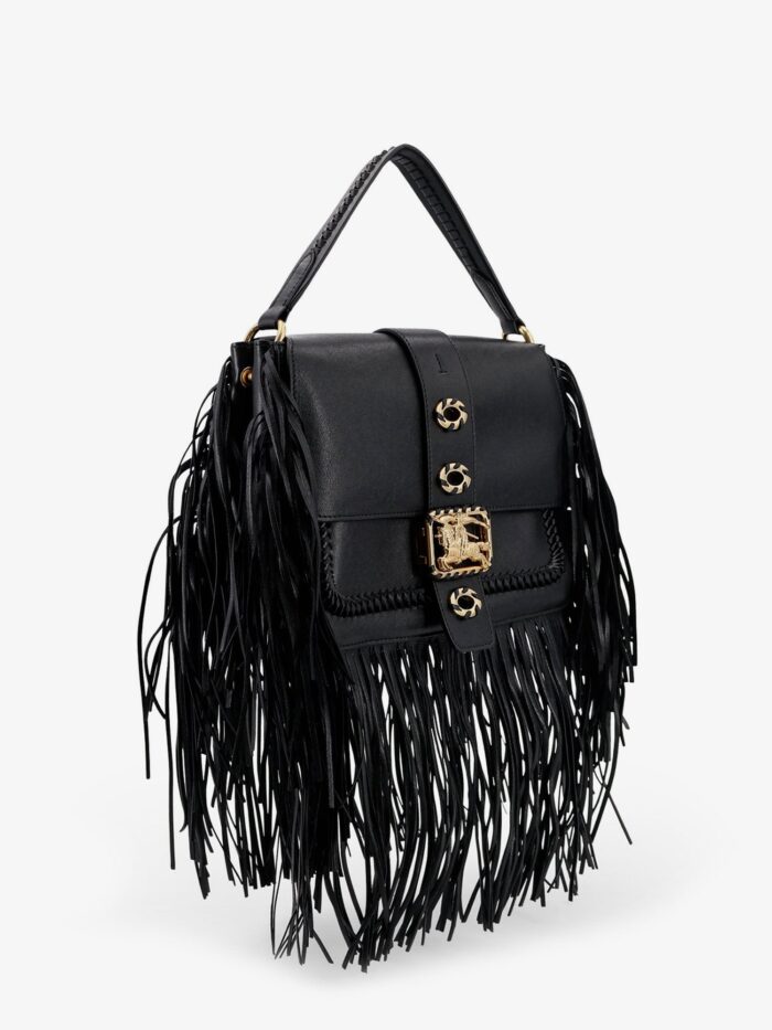 Burberry Rider Leather Shoulder Bag With Fringed Edges