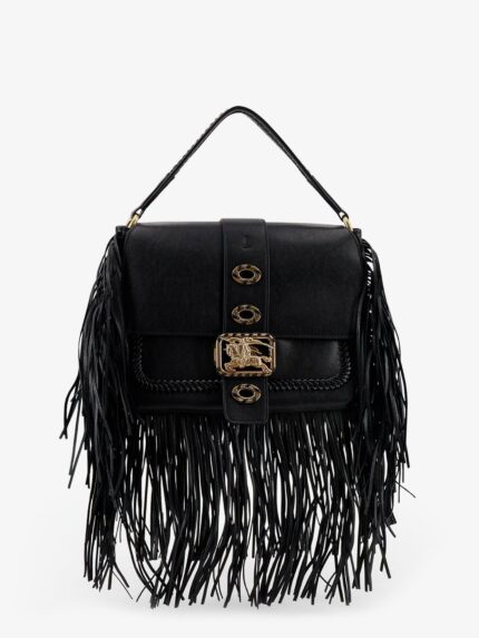 Burberry Rider Leather Shoulder Bag With Fringed Edges