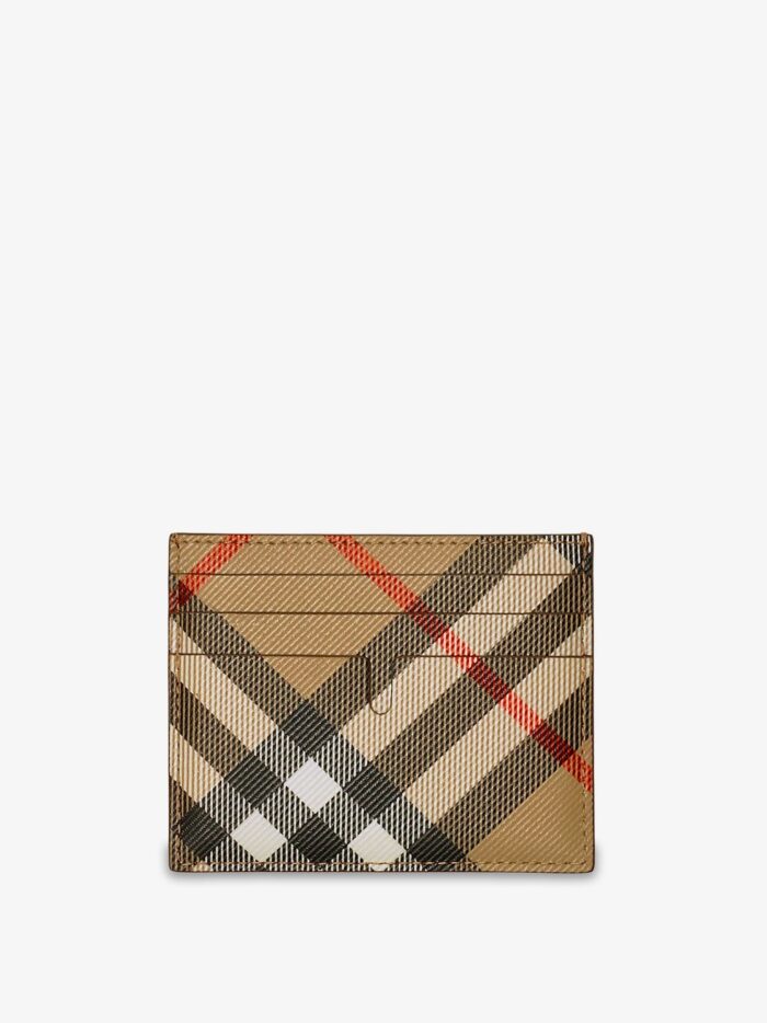 Burberry Sandon Coated Canvas Card Holder With Check Pattern