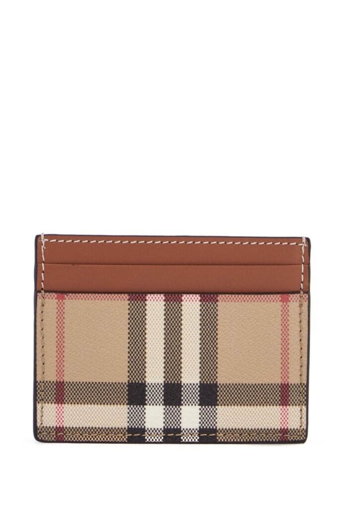 BURBERRY Sandon Dfc Wallet In Beige Brown Leather And Tartan