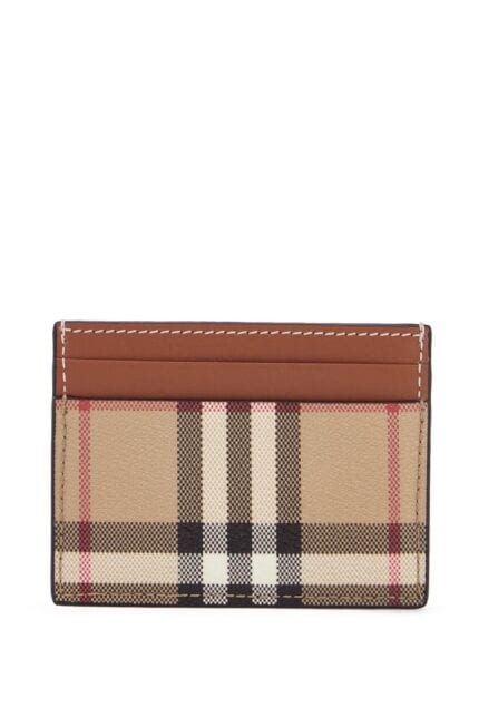 BURBERRY Sandon Dfc Wallet In Beige Brown Leather And Tartan