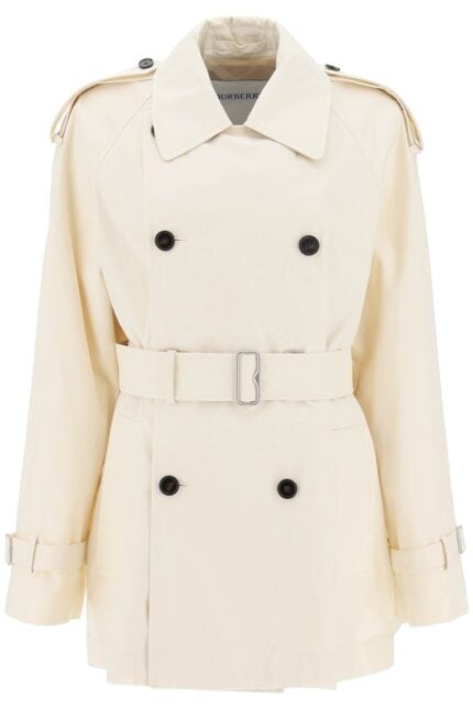 BURBERRY Short Cotton Gabardine Trench Coat