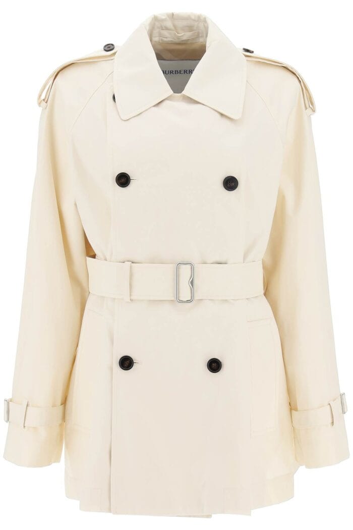 BURBERRY Short Cotton Gabardine Trench Coat