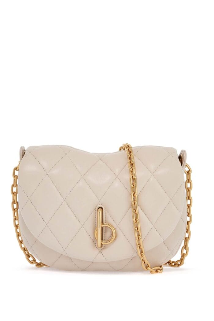 BURBERRY Small Beige Quilted Lambskin Bag With Golden Chain