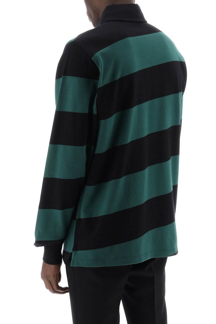 BURBERRY Striped Long Sleeve Polo Shirt