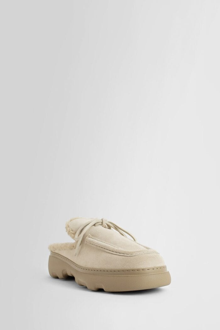 burberry suede and shearling stony mules BURBERRY Suede And Shearling Stony Mules