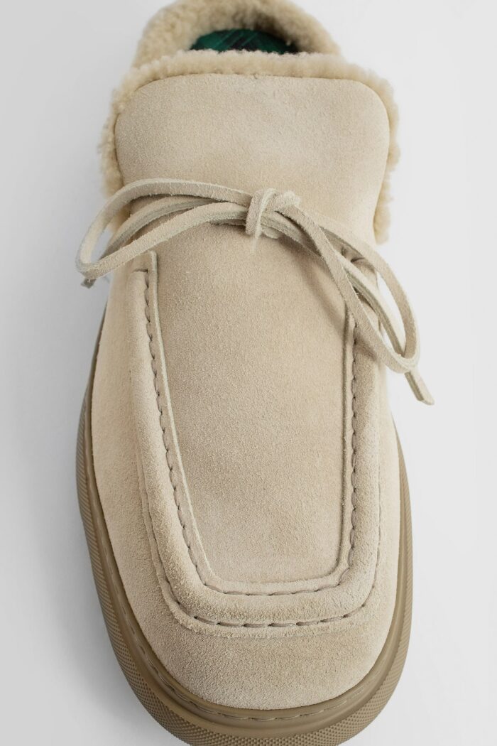 burberry suede and shearling stony mules BURBERRY Suede And Shearling Stony Mules