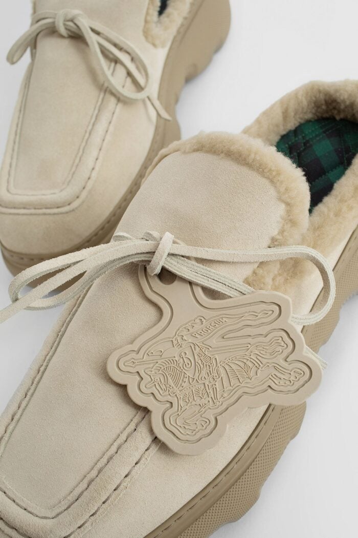 burberry suede and shearling stony mules BURBERRY Suede And Shearling Stony Mules