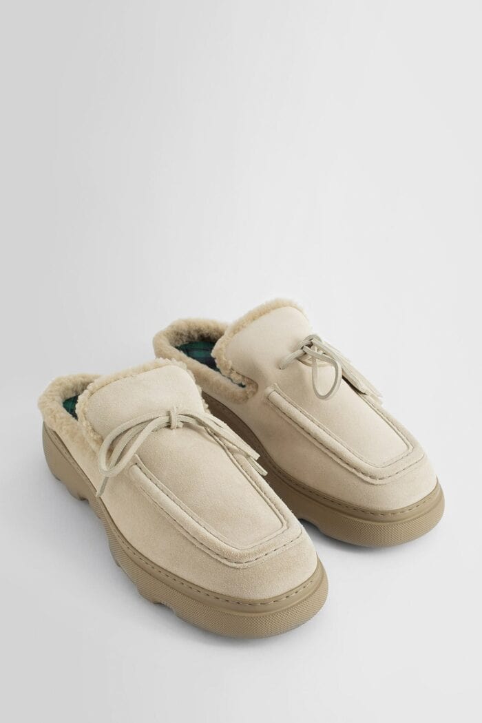 burberry suede and shearling stony mules BURBERRY Suede And Shearling Stony Mules