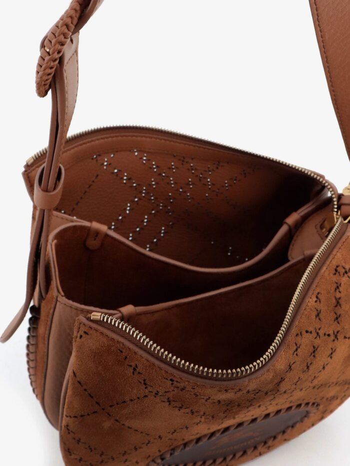 Burberry Tavistock Suede Crossbody Bag With Perforated Pattern