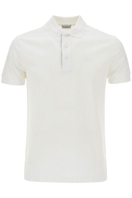 BURBERRY White Cotton Polo With Embroidered Logo