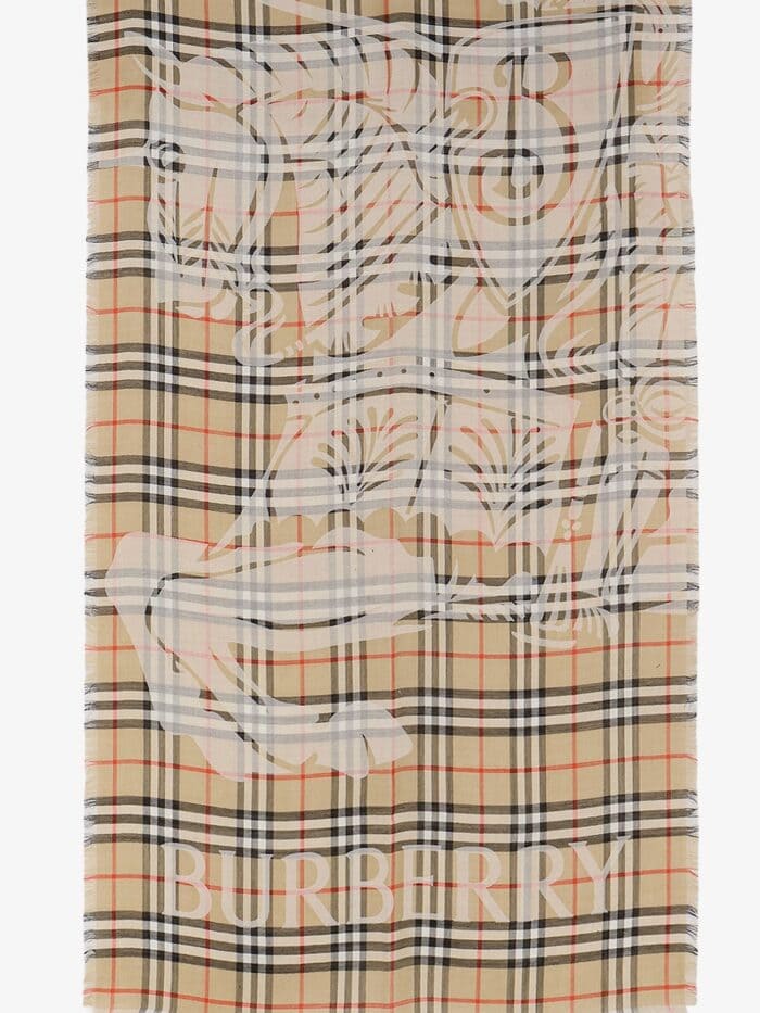 Burberry Wool And Silk Blend Scarf With Check Pattern