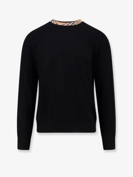 Burberry Wool Sweater With Check Profiles