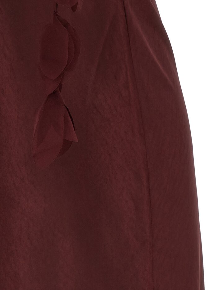 SELF PORTRAIT 'Burgundy Satin Flower Midi' Dress