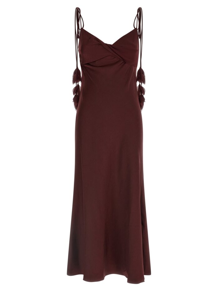 self portrait 'burgundy satin flower midi' dress SELF PORTRAIT 'Burgundy Satin Flower Midi' Dress