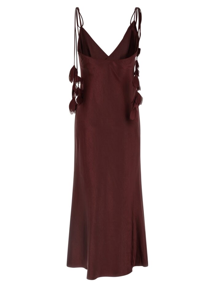 SELF PORTRAIT 'Burgundy Satin Flower Midi' Dress