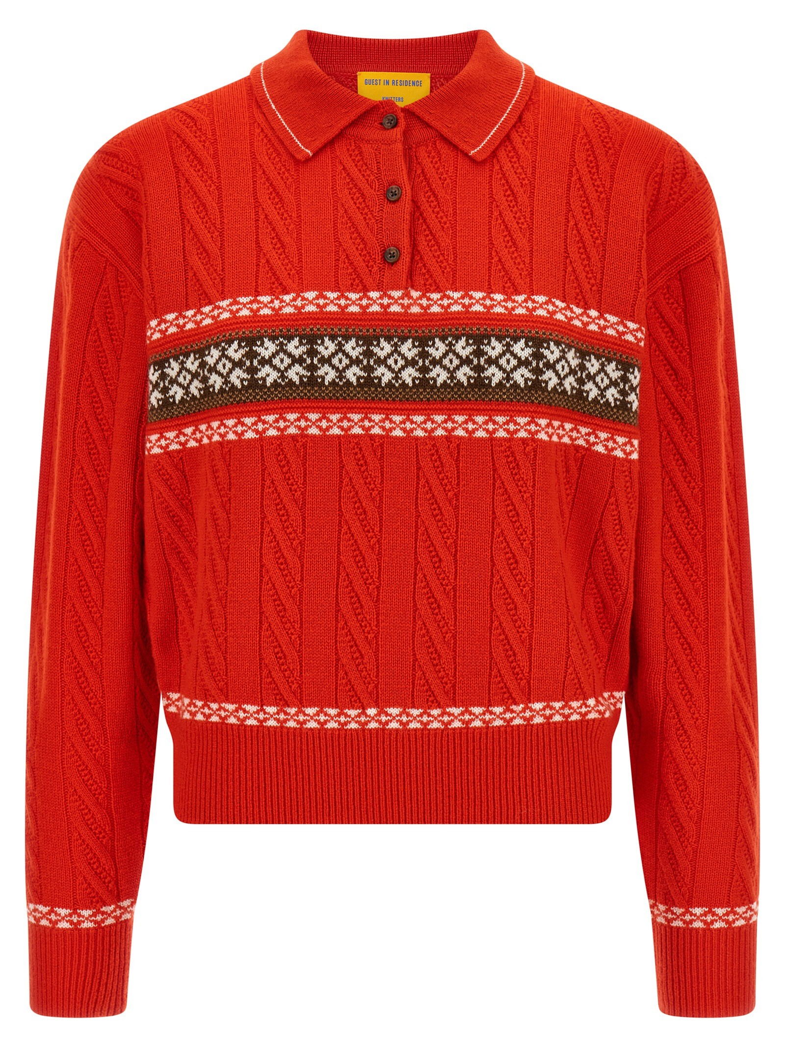 GUEST IN RESIDENCE 'Cable Collegiate Polo' Sweater
