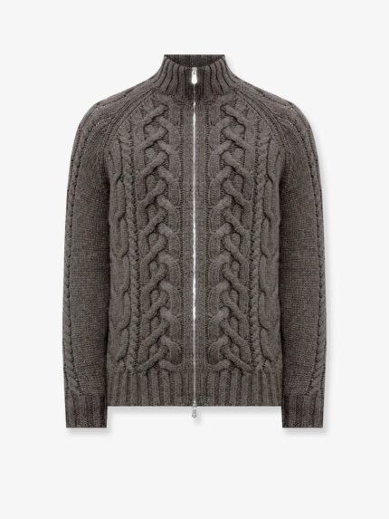 Brunello Cucinelli Cable Knit Cardigan With Zip In Cashmere