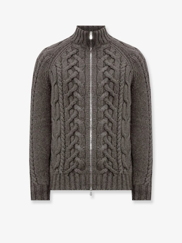 brunello cucinelli cable knit cardigan with zip in cashmere Brunello Cucinelli Cable Knit Cardigan With Zip In Cashmere