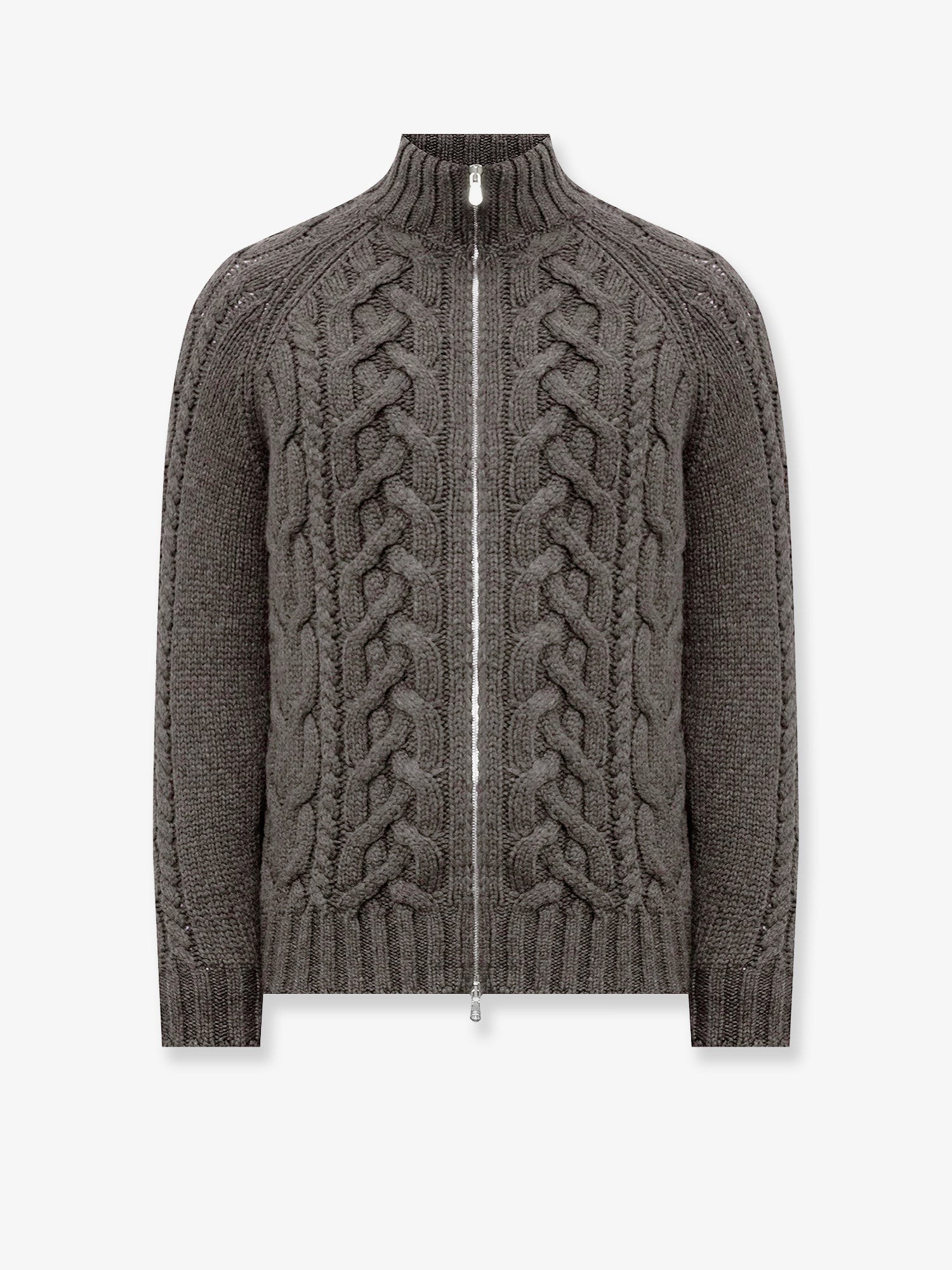Brunello Cucinelli Cable Knit Cardigan With Zip In Cashmere
