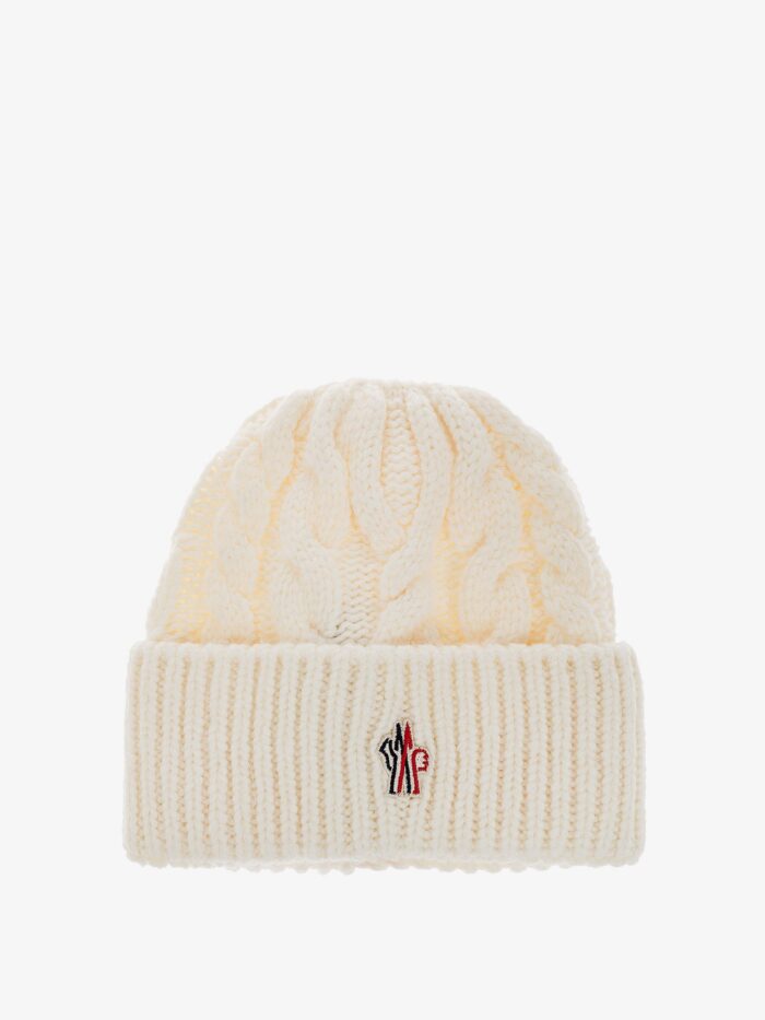moncler grenoble cable knit wool blend hat MONCLER GRENOBLE Cable-knit Wool-blend Hat