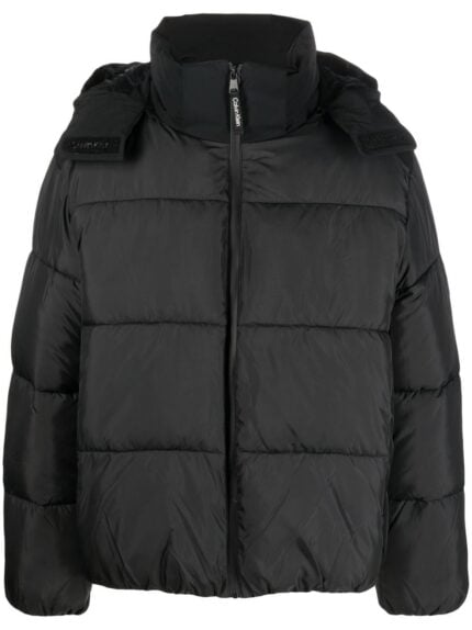 CALVIN KLEIN Mix Media Quilt Jacket Hood