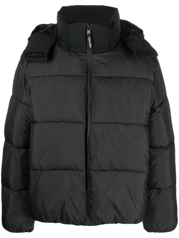 CALVIN KLEIN Mix Media Quilt Jacket Hood