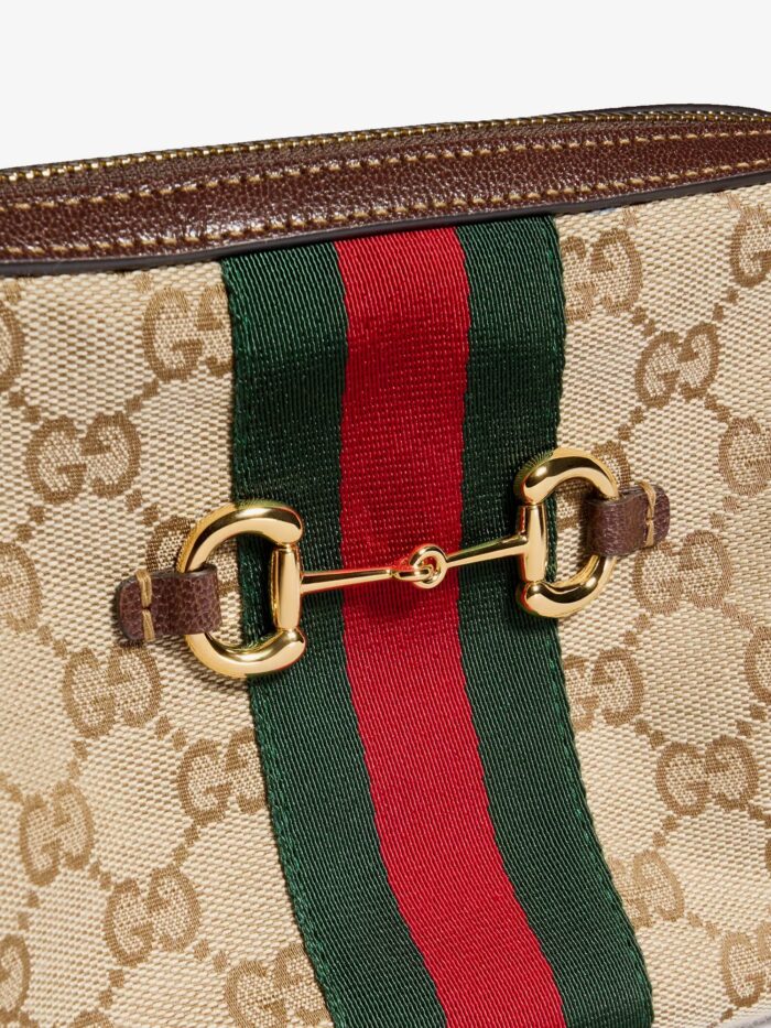 Gucci Camera Bag GG Fabric Crossbody Bag With Metal Horsebit