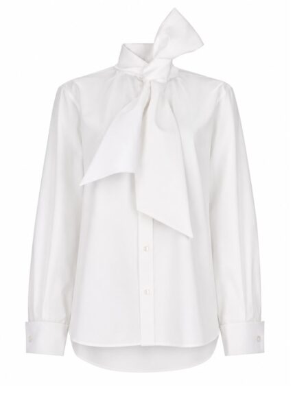 Saint Laurent CAMICIA CON COLLO LAVALLIÈRE IN POPELINE
