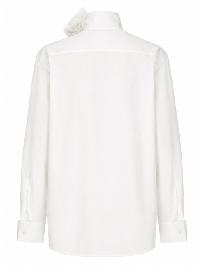 Saint Laurent CAMICIA CON COLLO LAVALLIÈRE IN POPELINE
