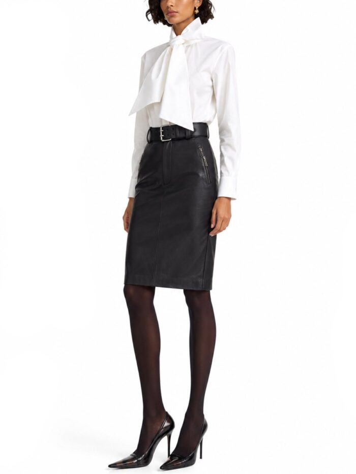 Saint Laurent CAMICIA CON COLLO LAVALLIÈRE IN POPELINE