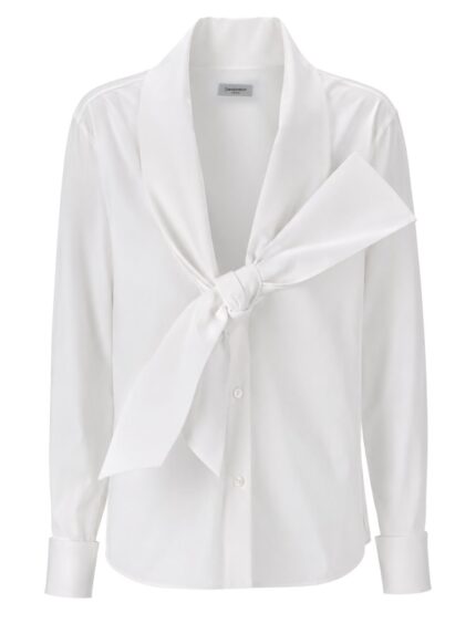 Saint Laurent CAMICIA CON COLLO LAVALLIÈRE IN POPELINE