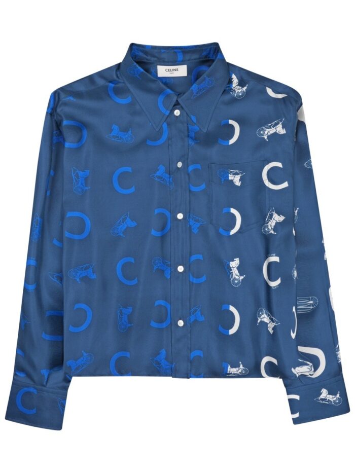 Celine CAMICIA CORTA IN TWILL DI SETA