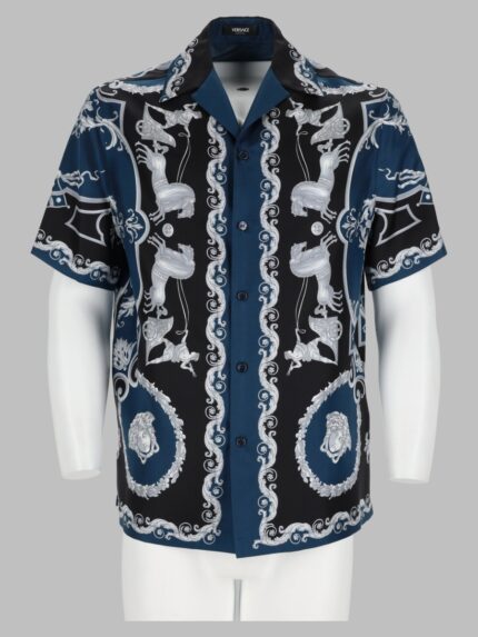 Versace Camicia In Seta Stampa Baroque