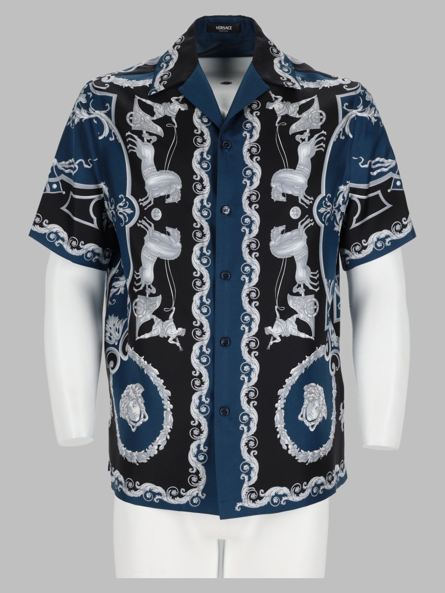 Versace Camicia In Seta Stampa Baroque
