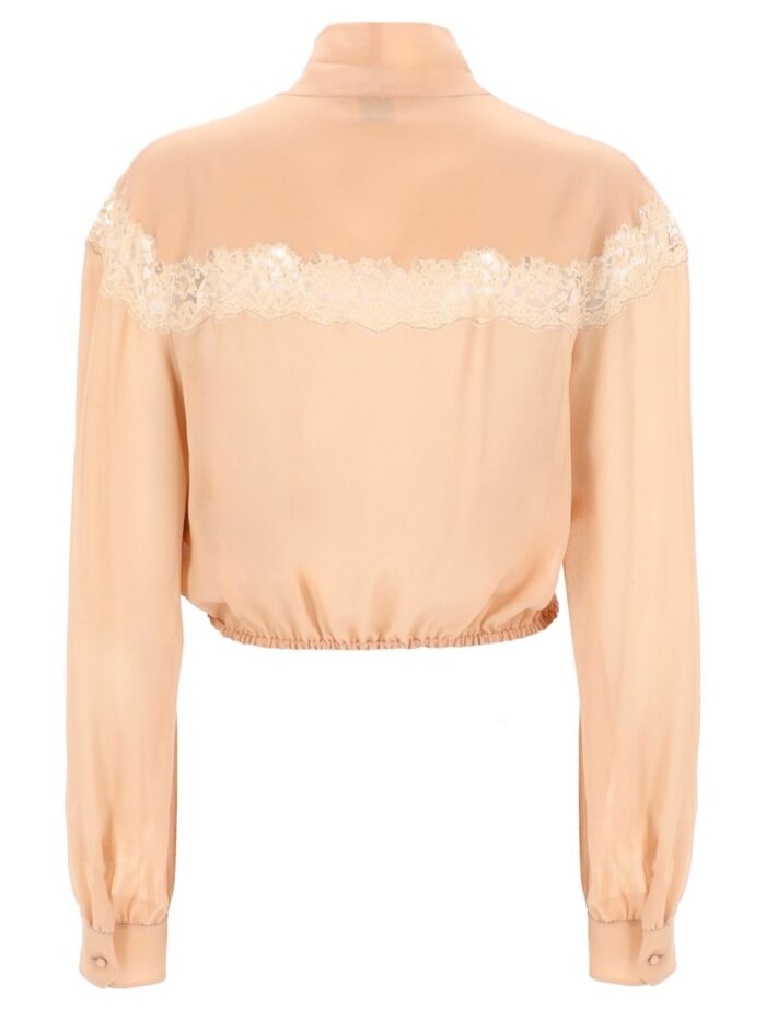 Saint Laurent CAMICIA LAVALLIÈRE IN GEORGETTE DI SETA E PIZZO